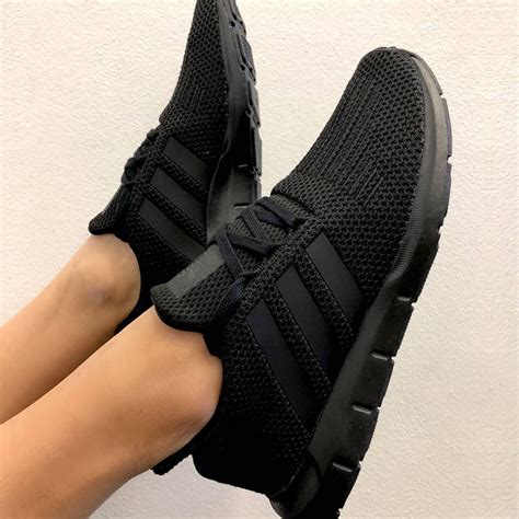 adidas in schwarz|Adidas black mesh shoes.